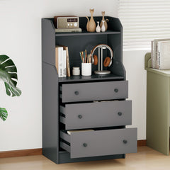 Modern Chest of Drawers Dresser with Shelves-Grey