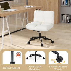 The office chair with small panels showing the gas lift, metal base and wheels