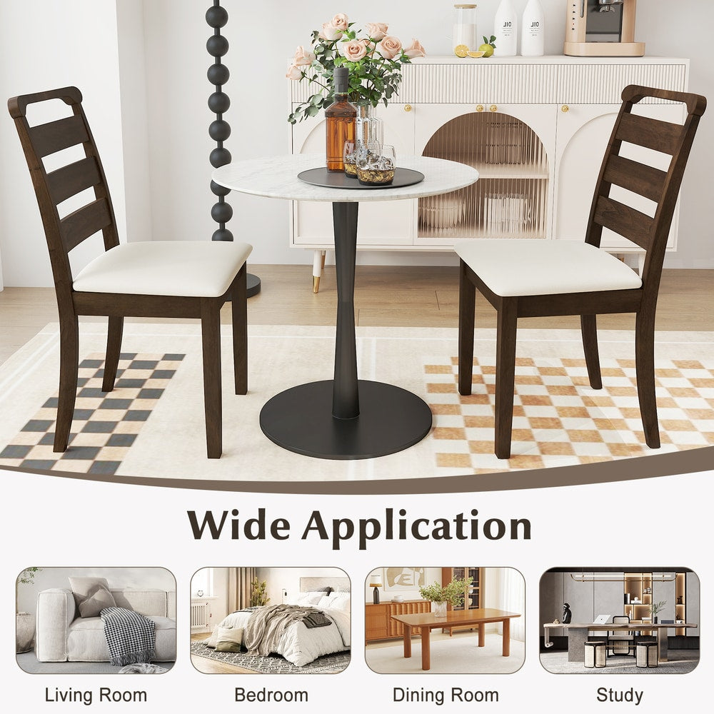 Collage showing the dining chairs in various rooms like living room and study