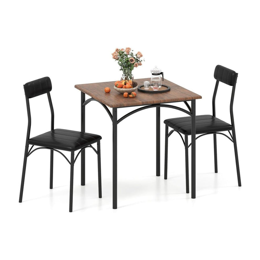 Modern Dining Table Set 3-Piece Kitchen Table Set-Rustic Brown