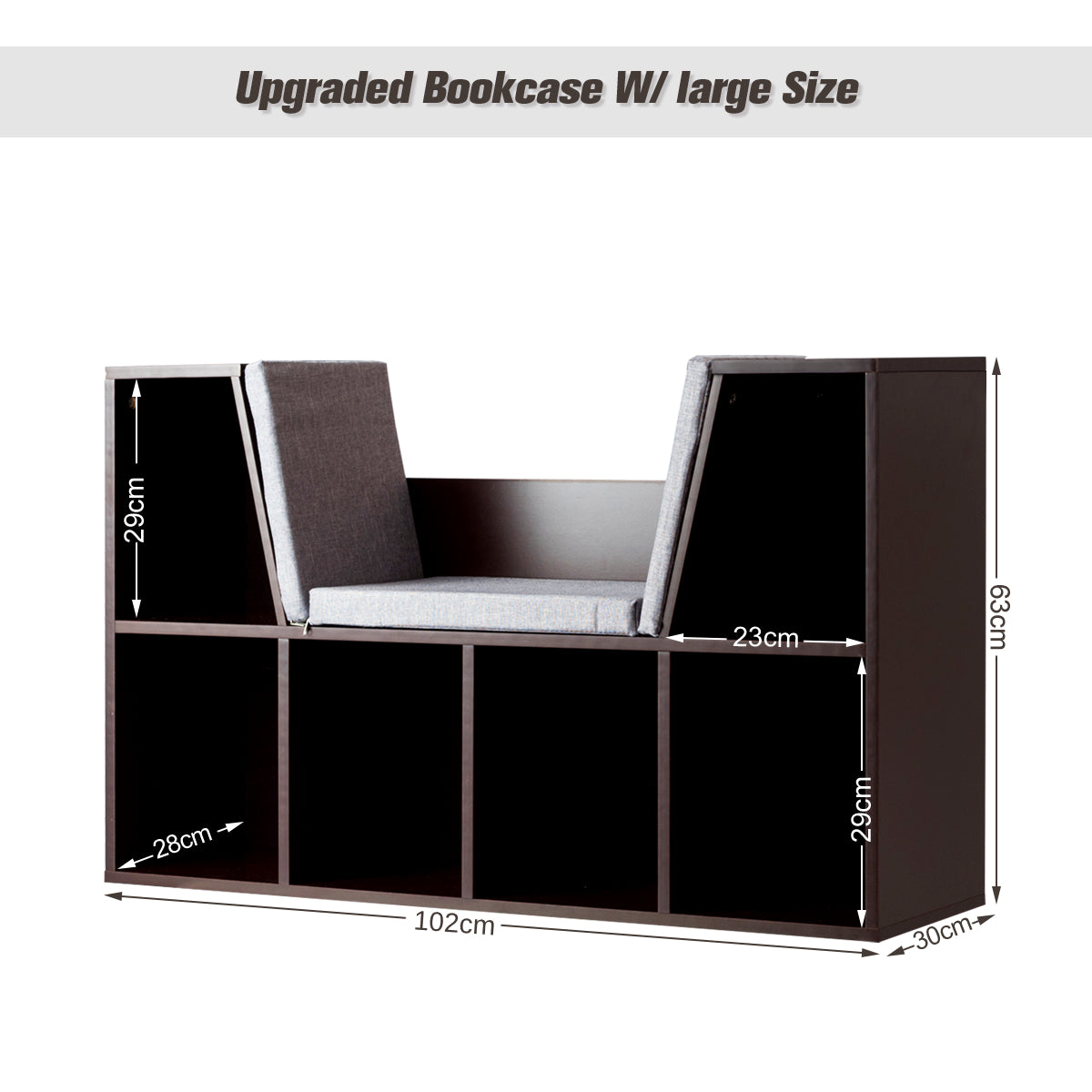 Modern Storage Organizer Cabinet with Seat Cushion-Dark Brown