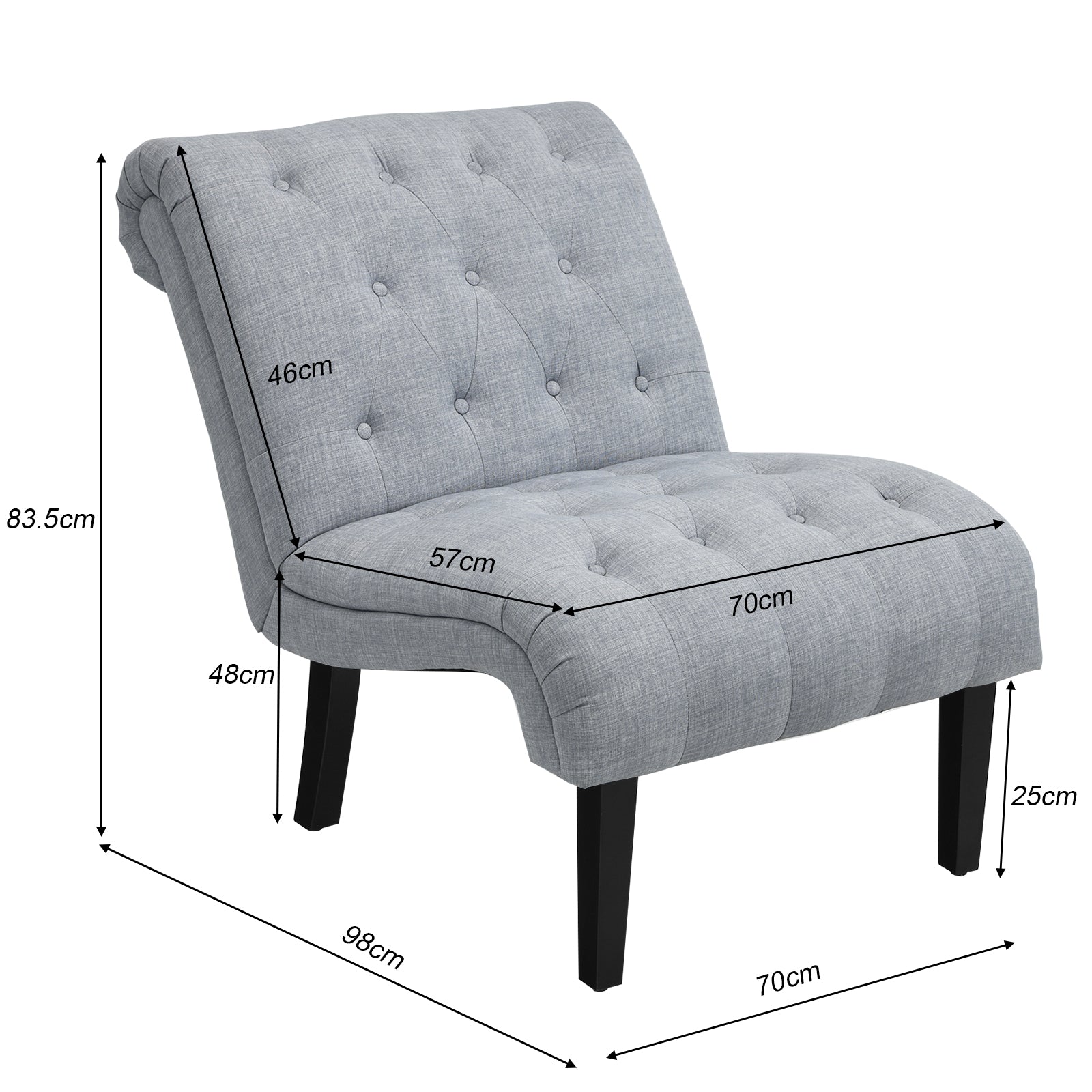 Modern Upholstered Accent Chair with Button Tufted Linen Fabric-Light Grey