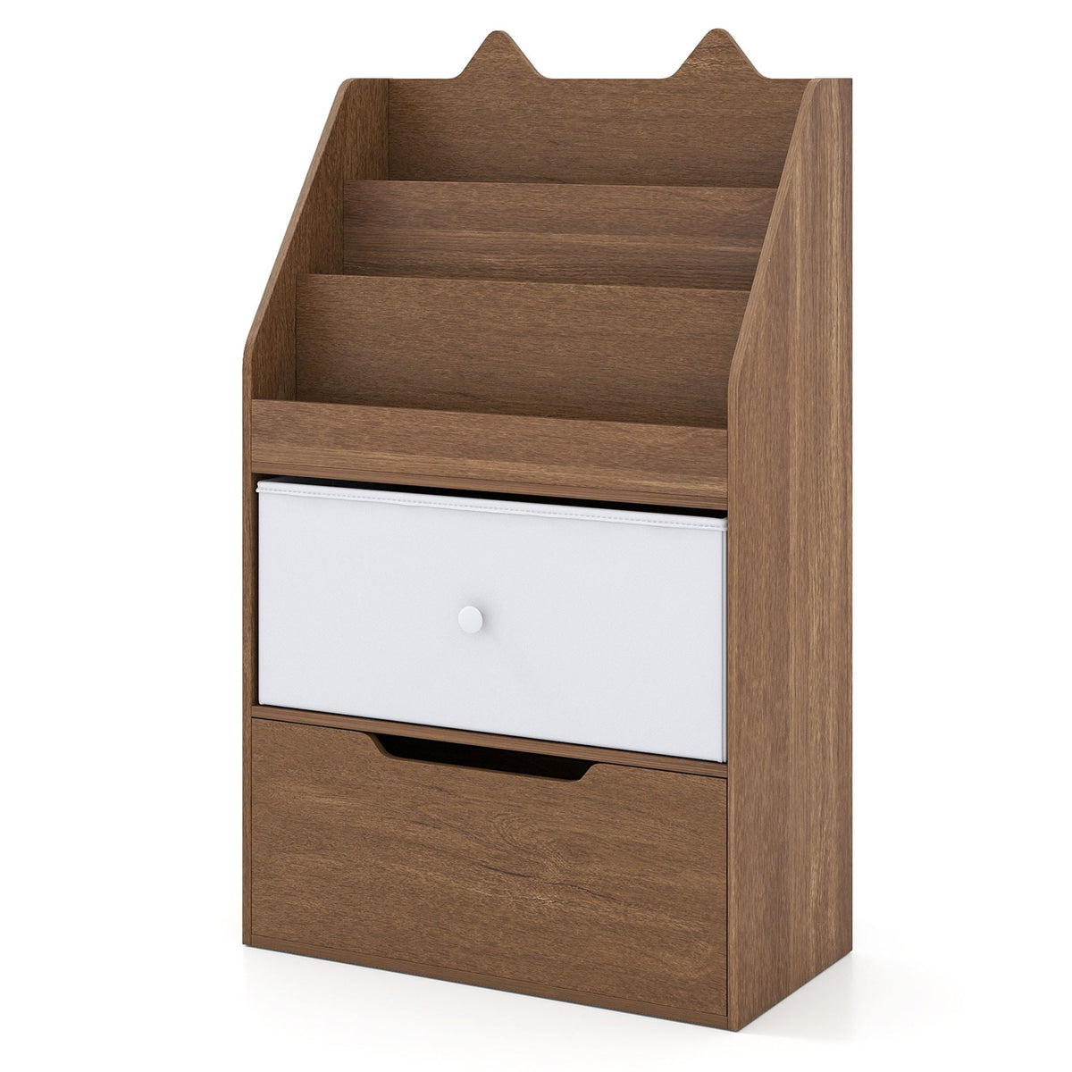 Montessori Wooden Toddler Bookcase & Toy Storage Organizer for Nursery-Natural