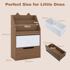 Montessori Wooden Toddler Bookcase & Toy Storage Organizer for Nursery-Natural