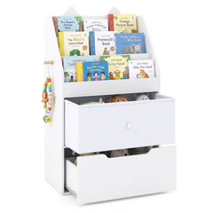 Montessori Wooden Toddler Bookcase & Toy Storage Organizer for Nursery-White