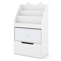 Montessori Wooden Toddler Bookcase & Toy Storage Organizer for Nursery-White