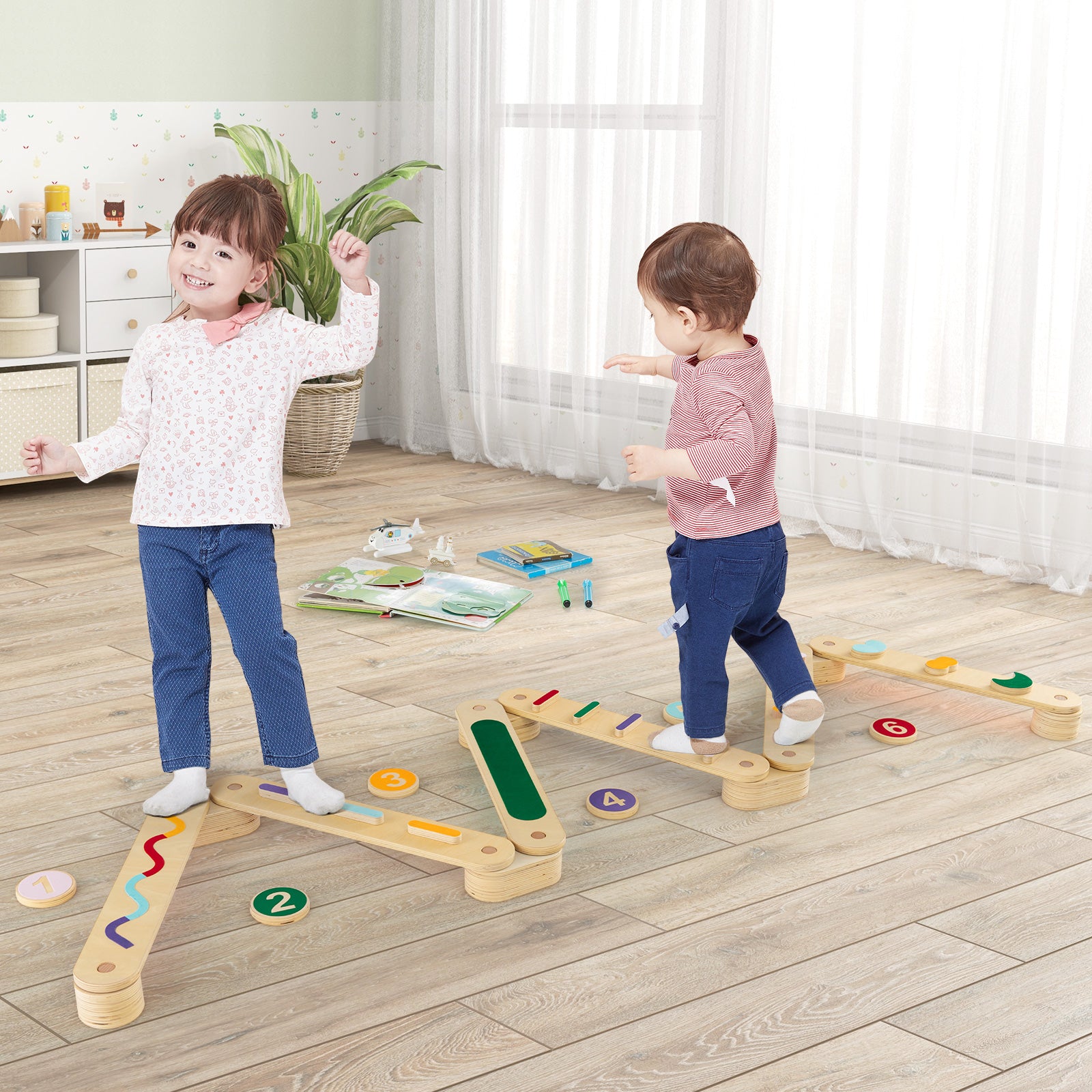 Montessori Balance Beam Set with Stepping Stones