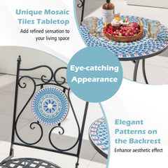 Mosaic Chairs for Patio Set of 2 Metal Folding Chairs with Decorative Backrest