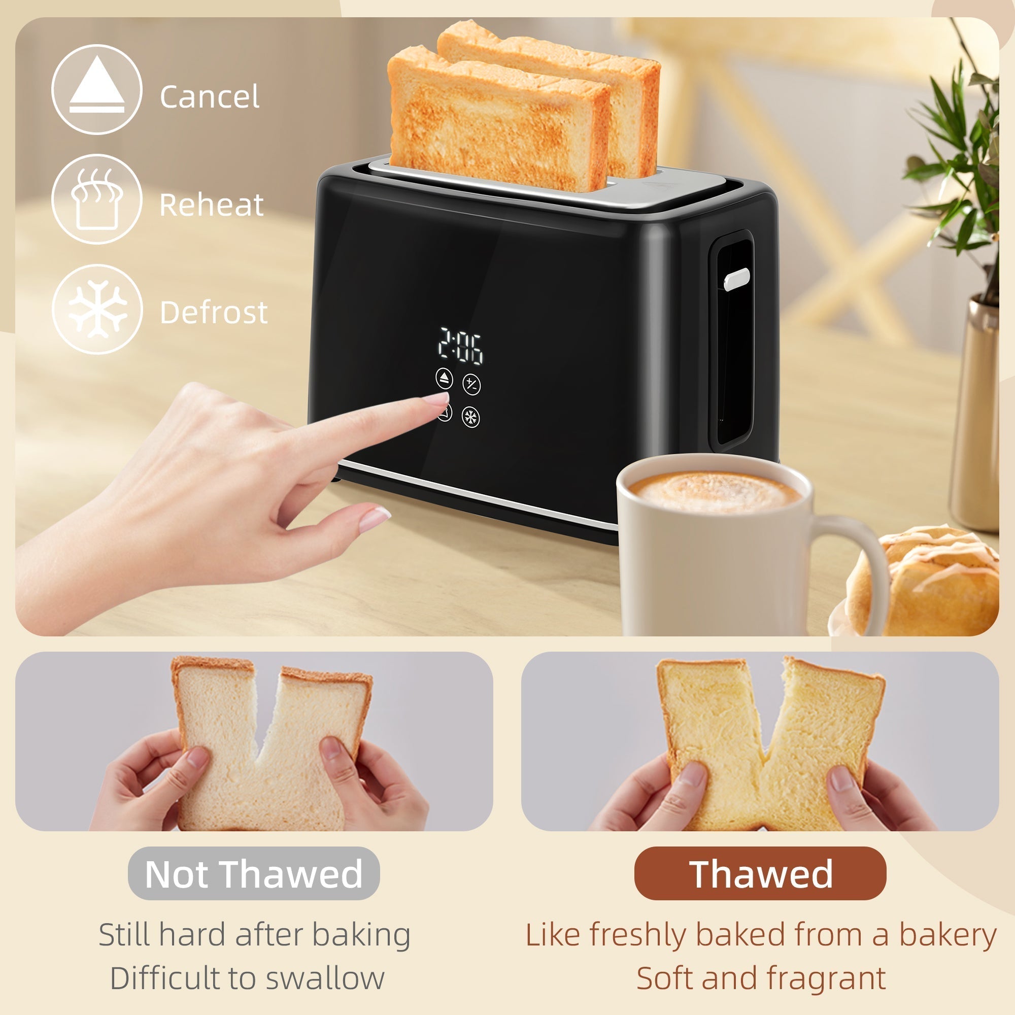 HOMCOM Polished Stainless Steel Kettle and Toaster Set - Black
