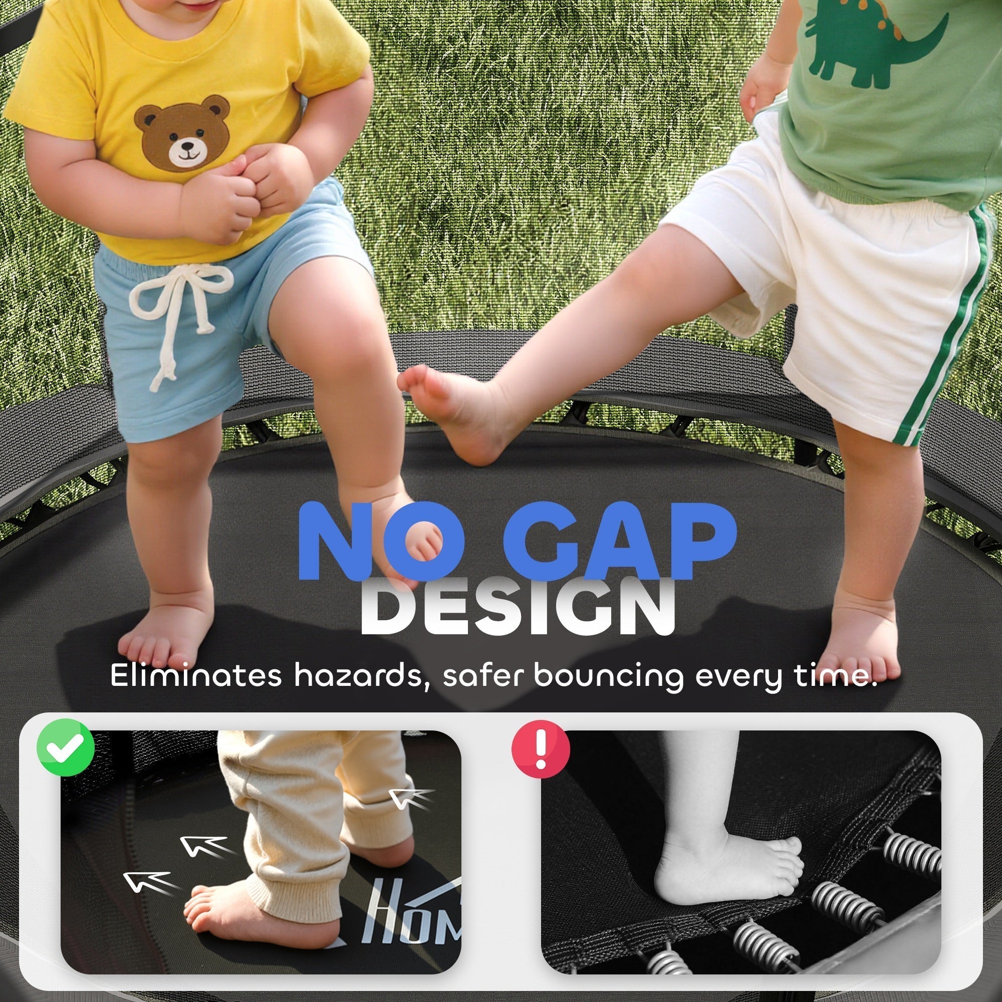 HOMCOM 4.6FT/55" Kids Trampoline with Safety Enclosure, Outdoor Indoor Use, for Ages 3-10 Years, Black