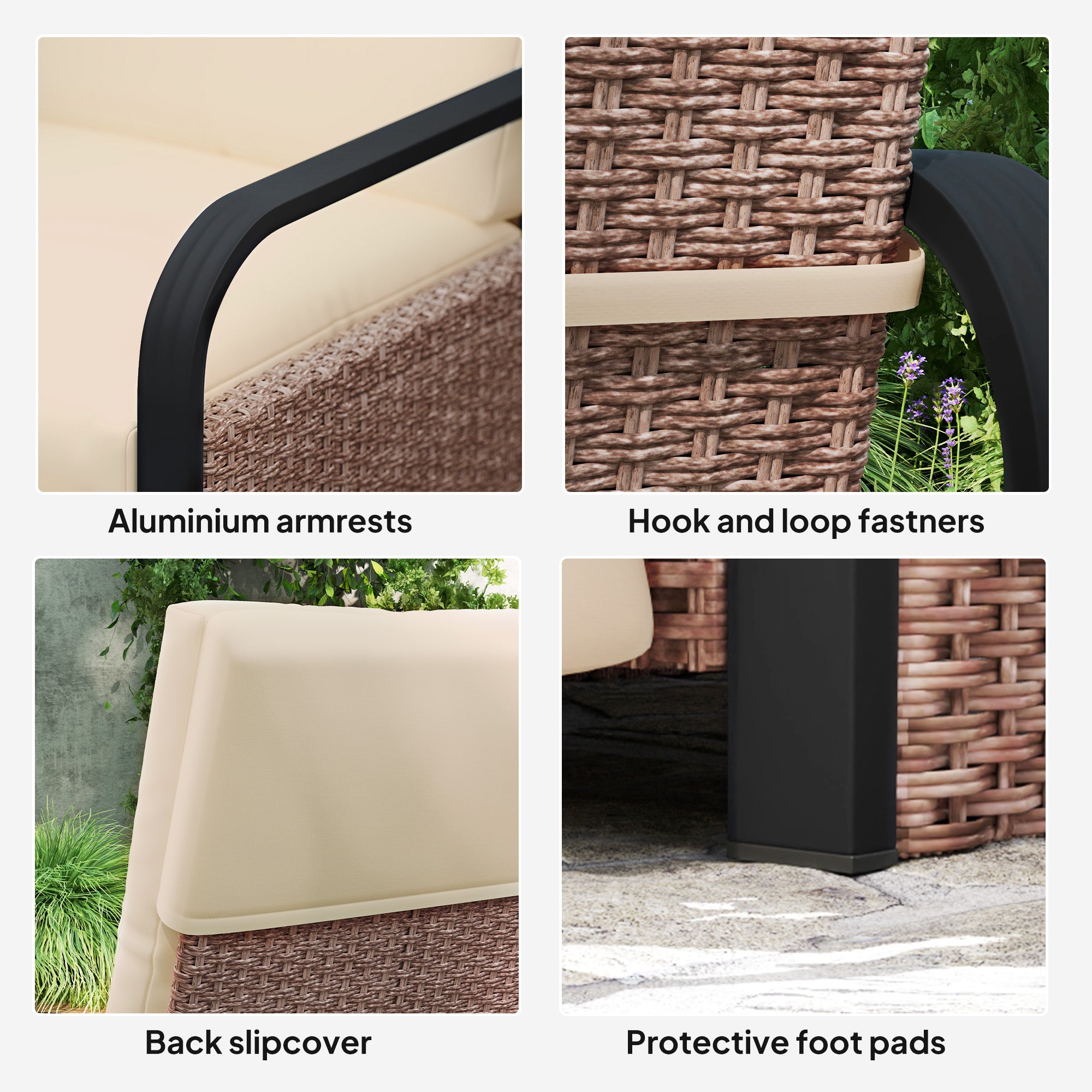 Outsunny 140√Ç¬∞ Reclining Rattan Armchair - Brown/Khaki