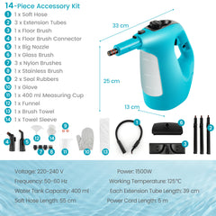 Multi-Surface Handheld Steam Cleaner with Safety Lock-Blue