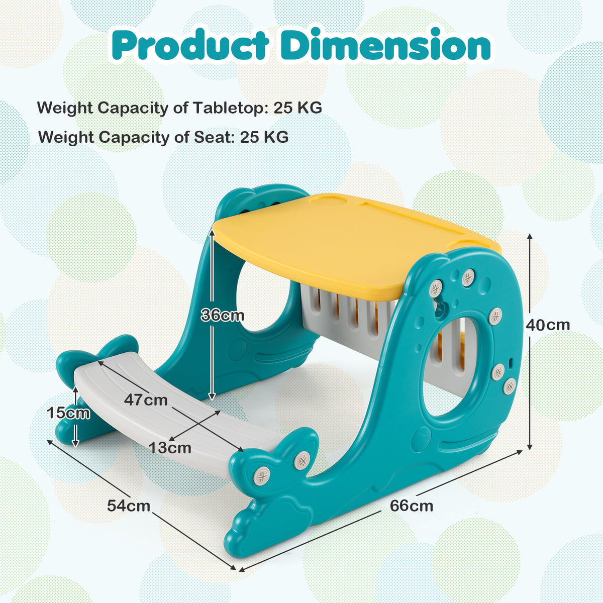 Multi-functional Convertible Kids Activity Table Set-Yellow