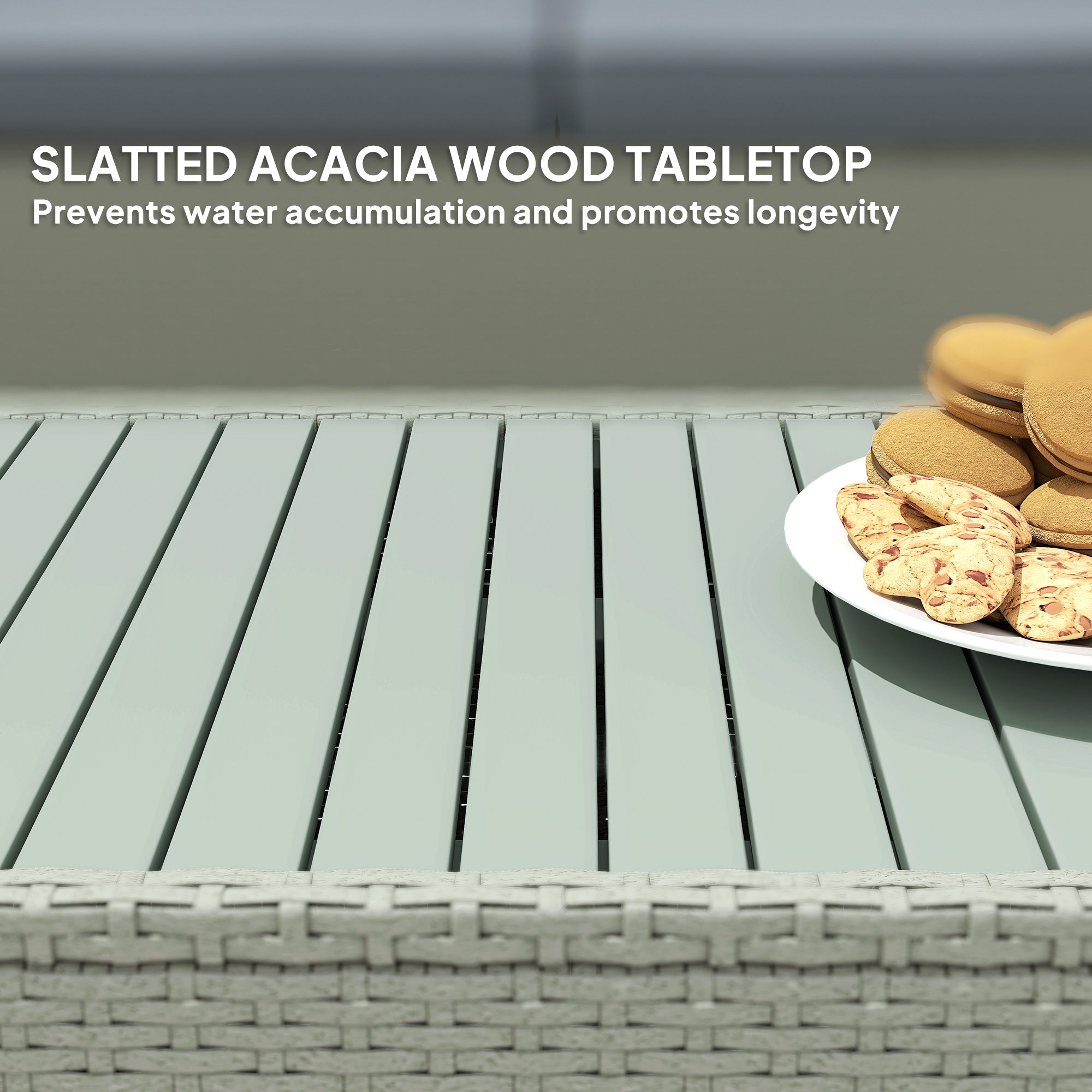 Outsunny Four-Piece Rattan Sofa Set, with Wood-Top Table