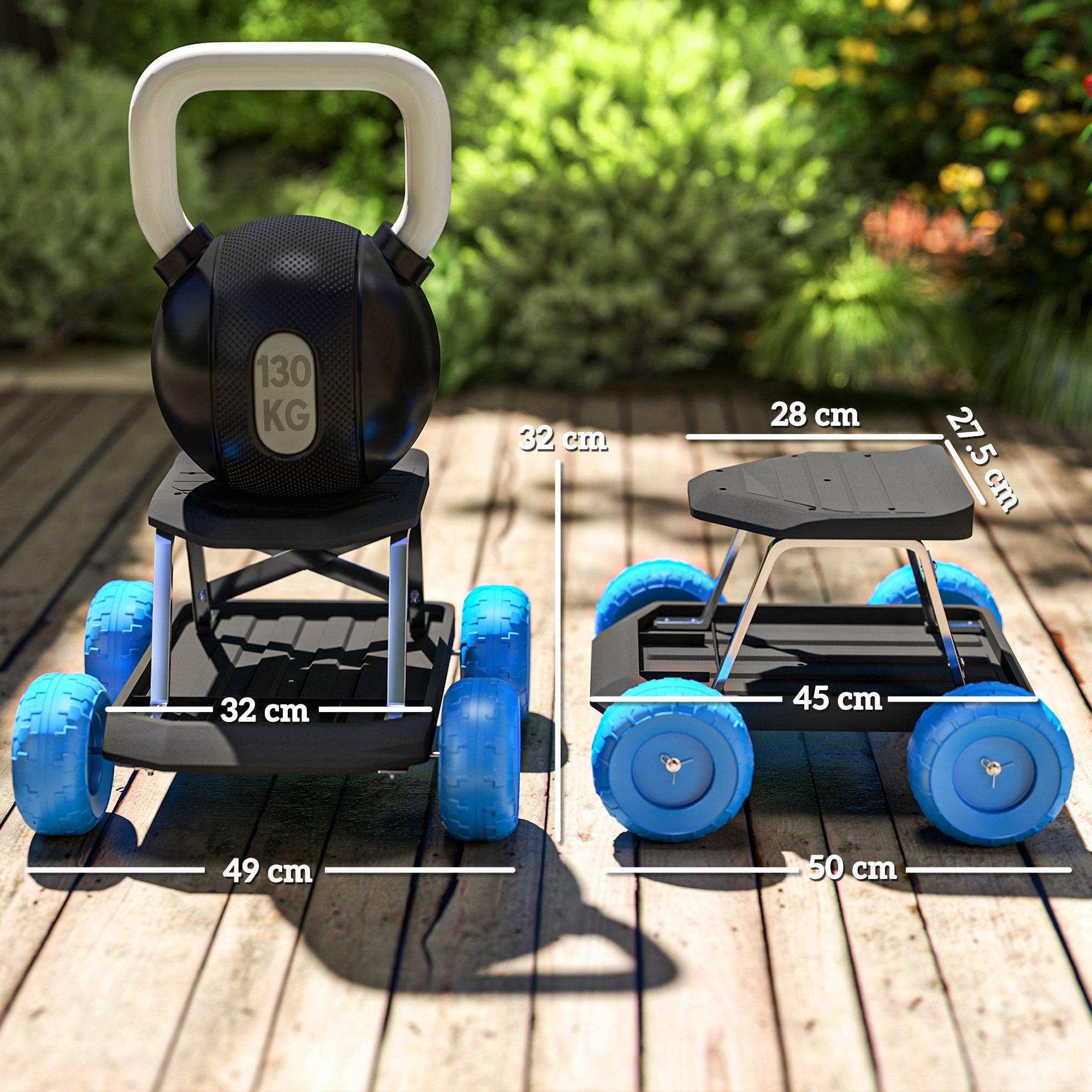 Outsunny Garden Storage Cart, with Top Seat - Blue