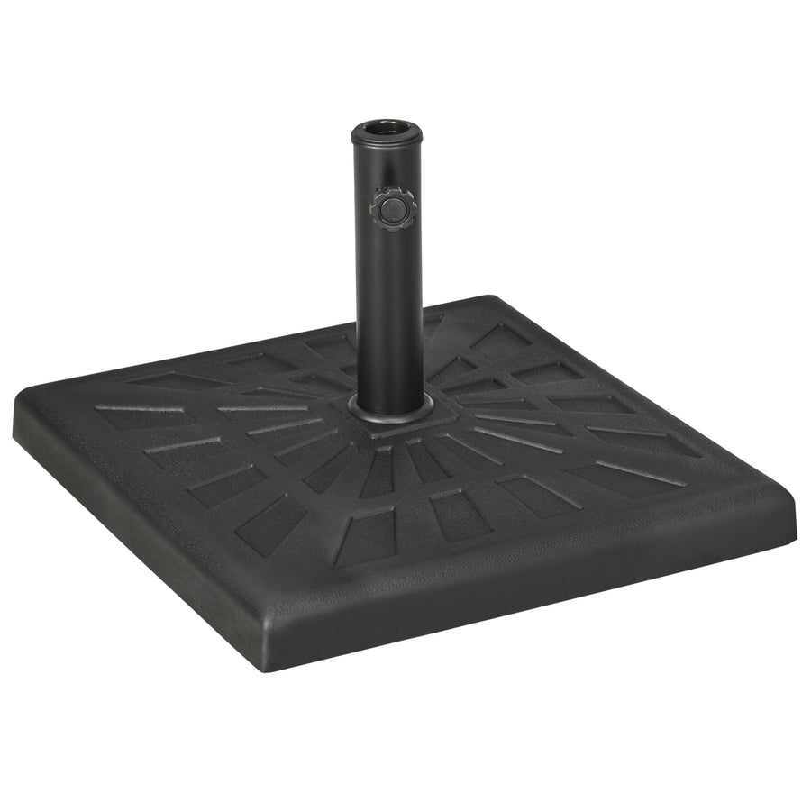 Outsunny 19kg Resin Garden Parasol Base Holder, Square Outdoor Market Umbrella Stand Weight for Poles of Î¦32mm, Î¦38mm, and Î¦48mm, Black