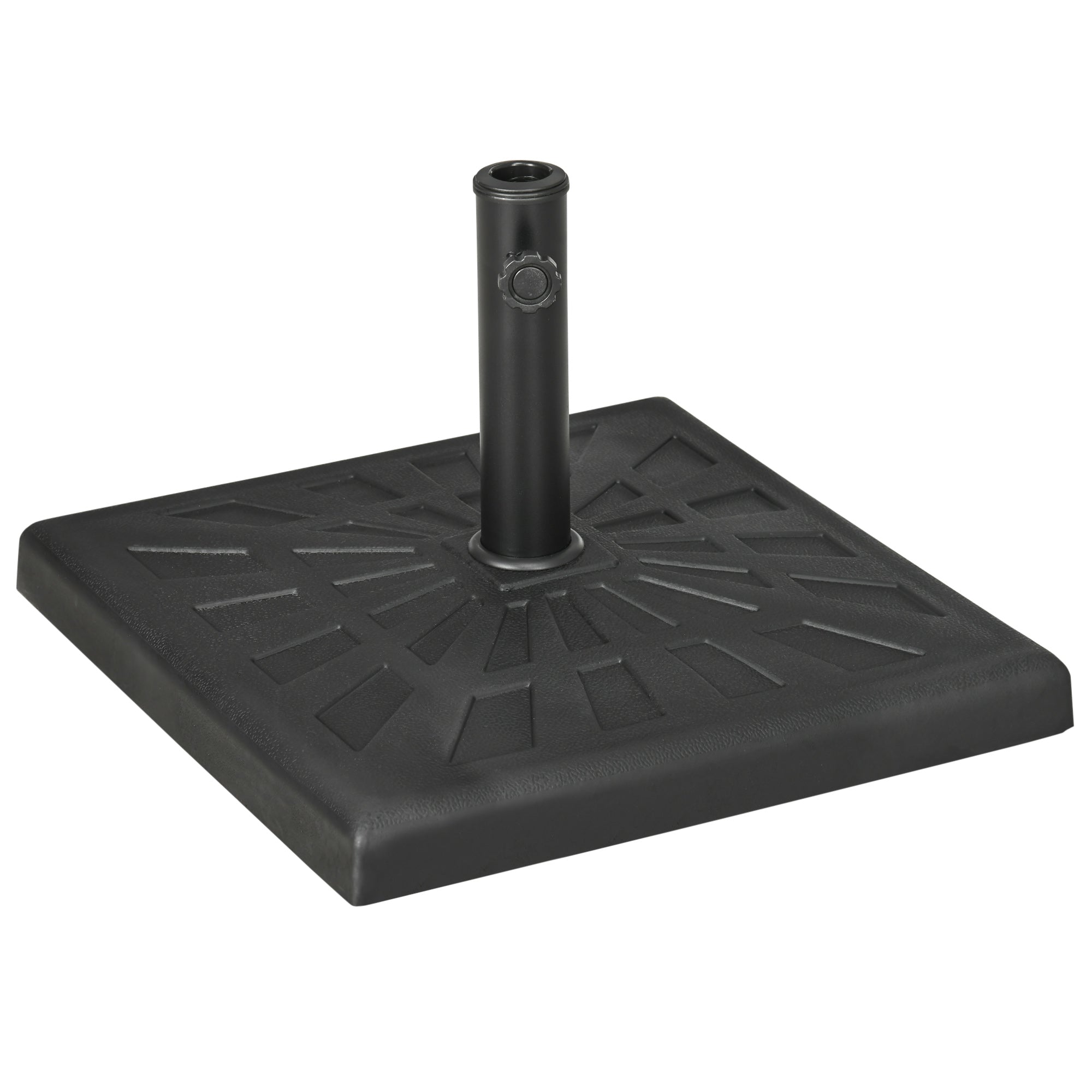 Outsunny 19kg Resin Garden Parasol Base Holder, Square Outdoor Market Umbrella Stand Weight for Poles of Î¦32mm, Î¦38mm, and Î¦48mm, Black