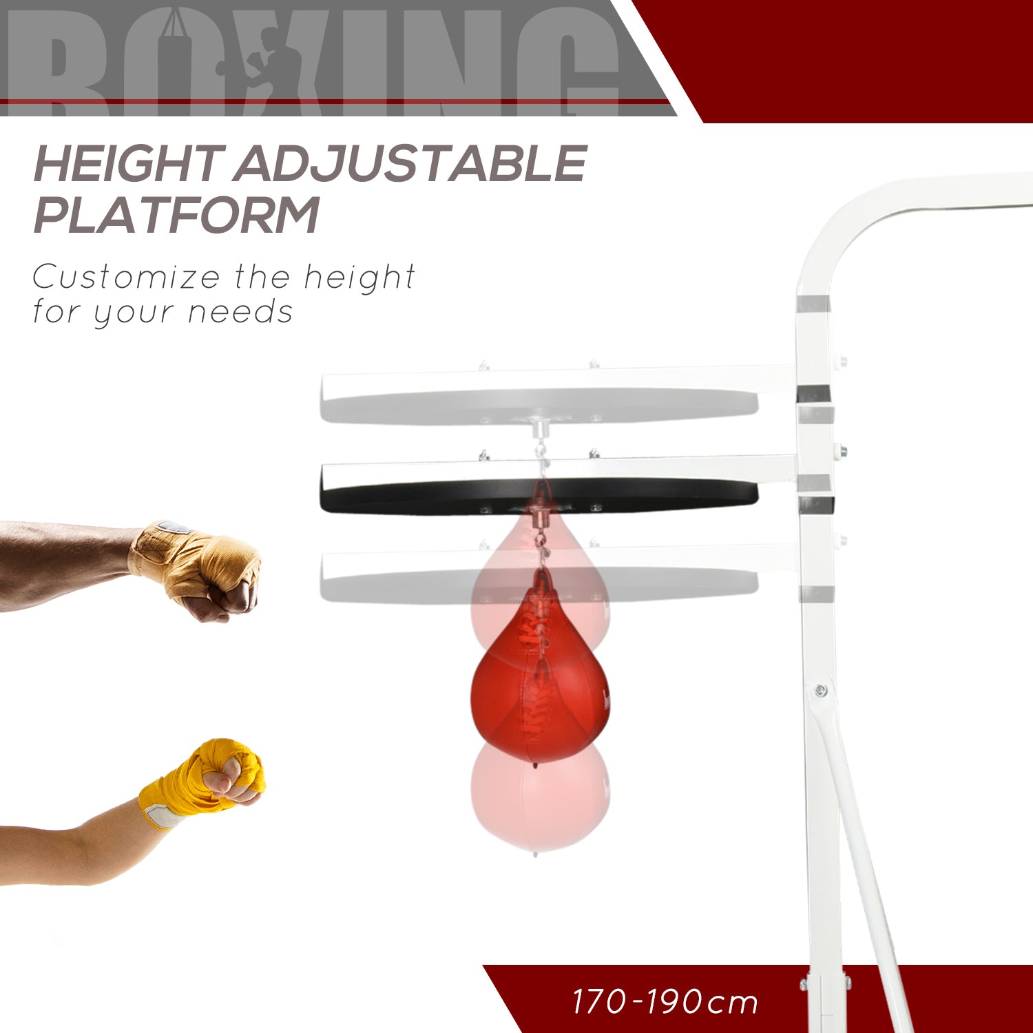 HOMCOM Adjustable Freestanding Speedbag, Punch Bag Hanger, White