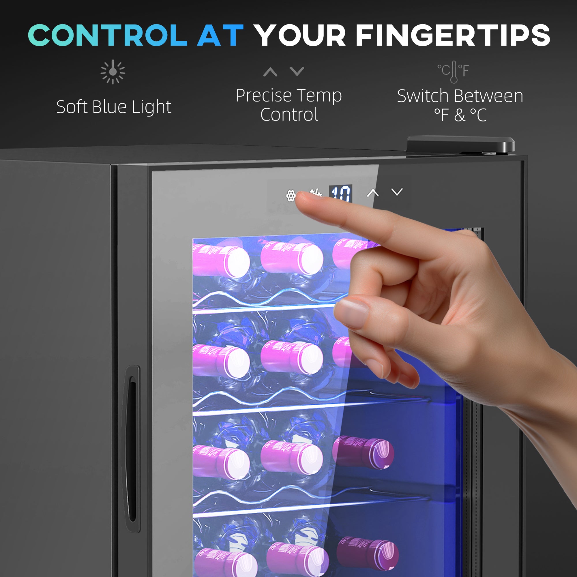 HOMCOM 20 Bottle 5-18√¢‚Äû∆í Countertop Wine Fridge - Black