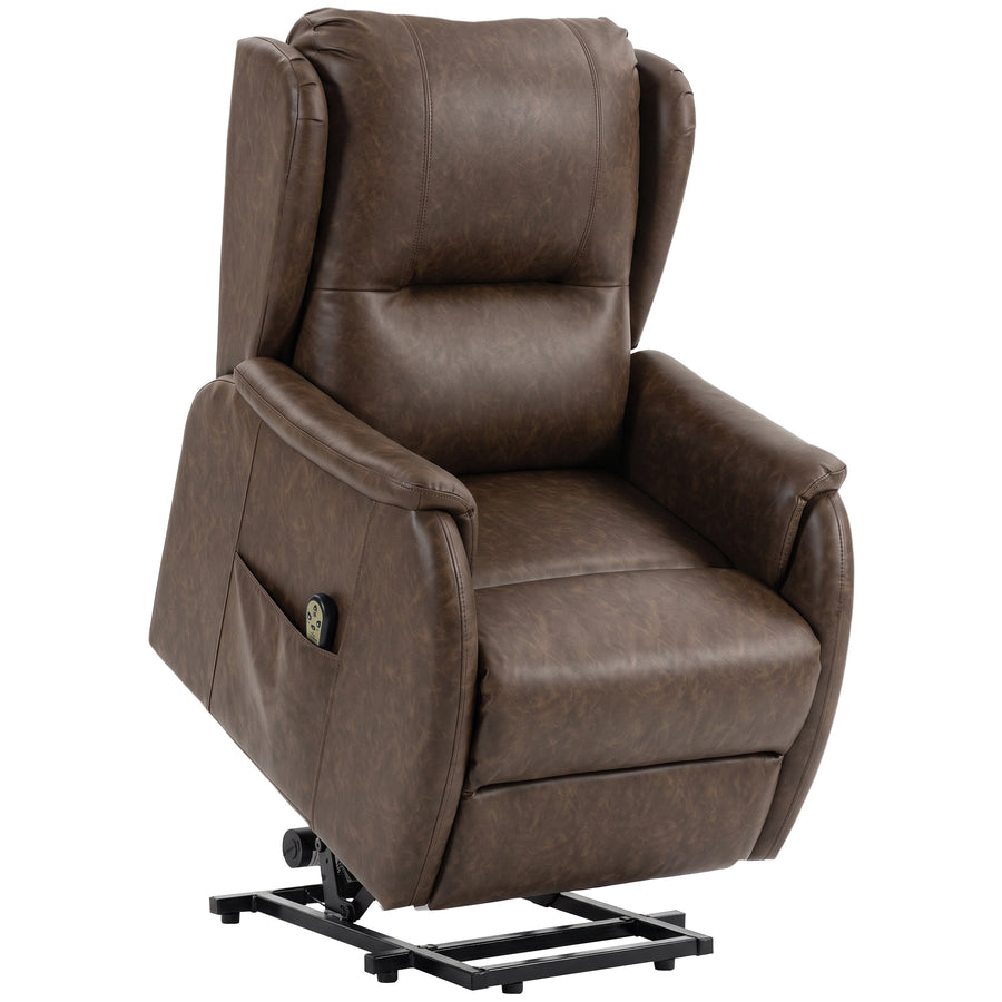 HOMCOM Power Lift Recliner Chair, Dual Motor Electric Lift Chair for Elderly with Remote Control, Brown