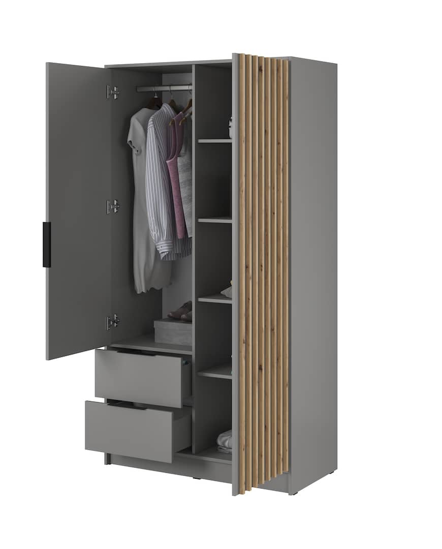 Nelly Hinged Door Wardrobe 105cm [Mirror] - product image 12
