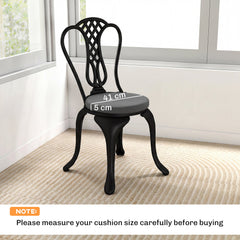 Outsunny Outdoor Bistro Chair Cushions Set of 4 with Removable Cover, 41 x 41 x 5 cm Round Seat Cushions with Ties, Dark Grey