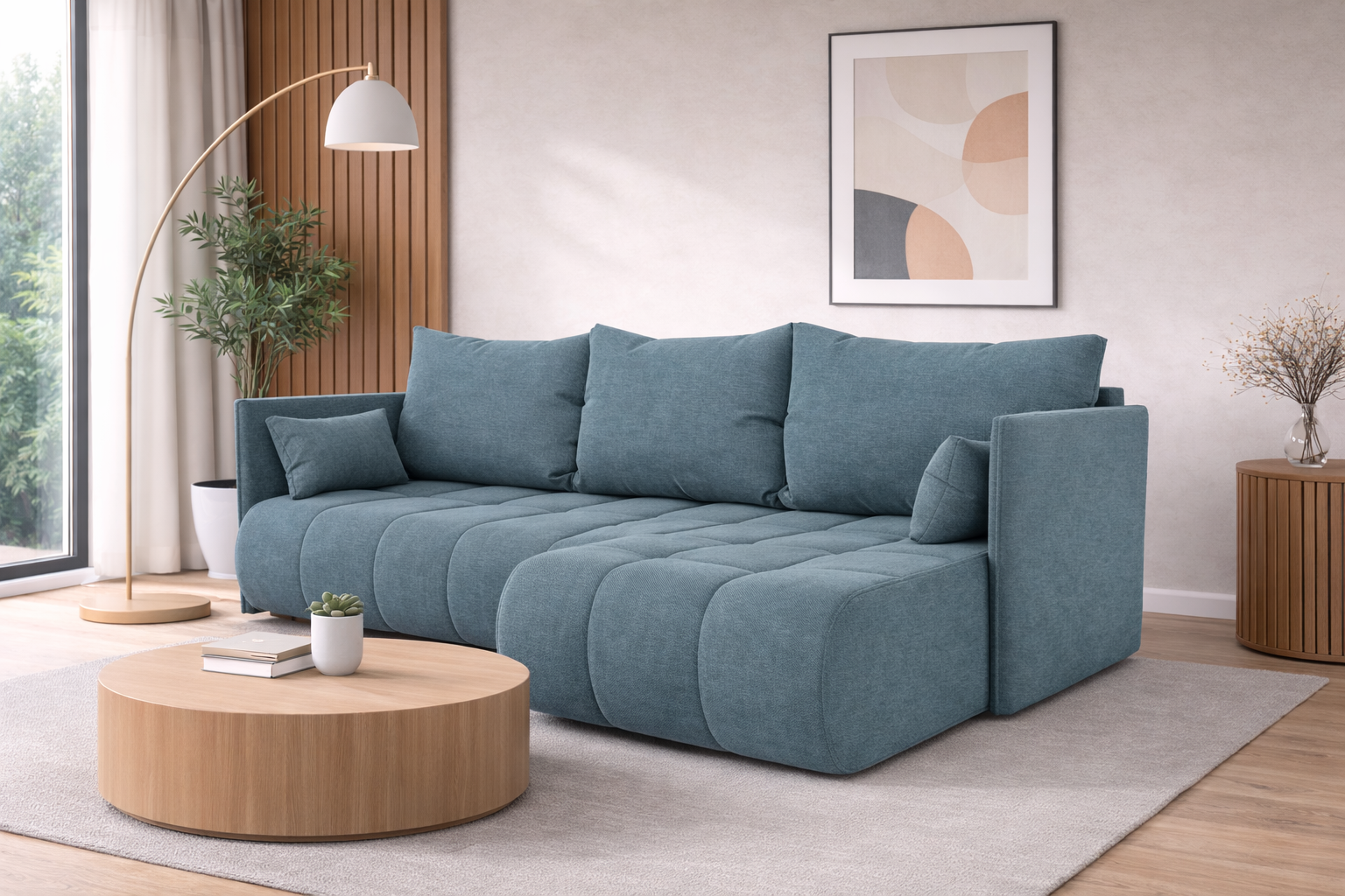 Corner Sofa Bed NESSA Dusty Blue