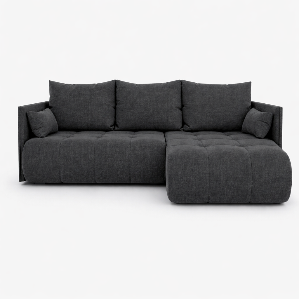 Corner Sofa Bed NESSA Dark Charcoal Grey