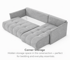 Corner Sofa Bed NESSA Aubergine
