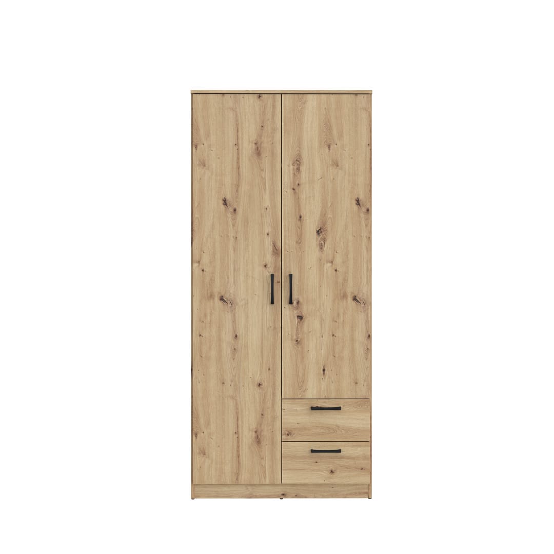 Niko Hinged Door Wardrobe 82cm [Drawers] in Oak Artisan, image 4