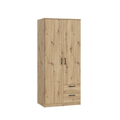 Niko Hinged Door Wardrobe 82cm [Drawers] in Oak Artisan, image 2