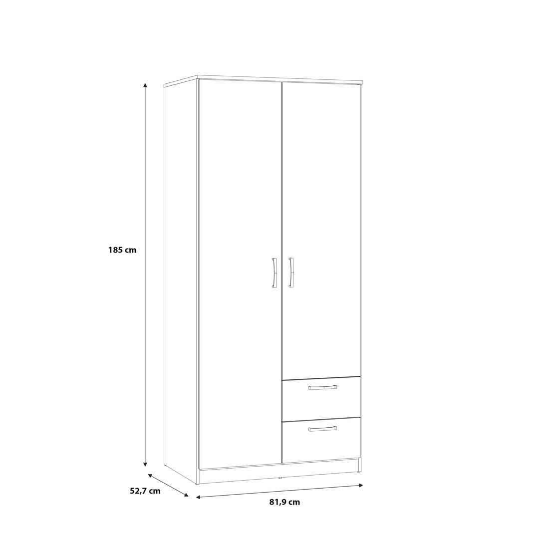 Niko Hinged Door Wardrobe 82cm [Drawers] in Oak Artisan, image 6