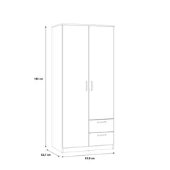 Niko Hinged Door Wardrobe 82cm [Drawers] in Oak Artisan, image 6