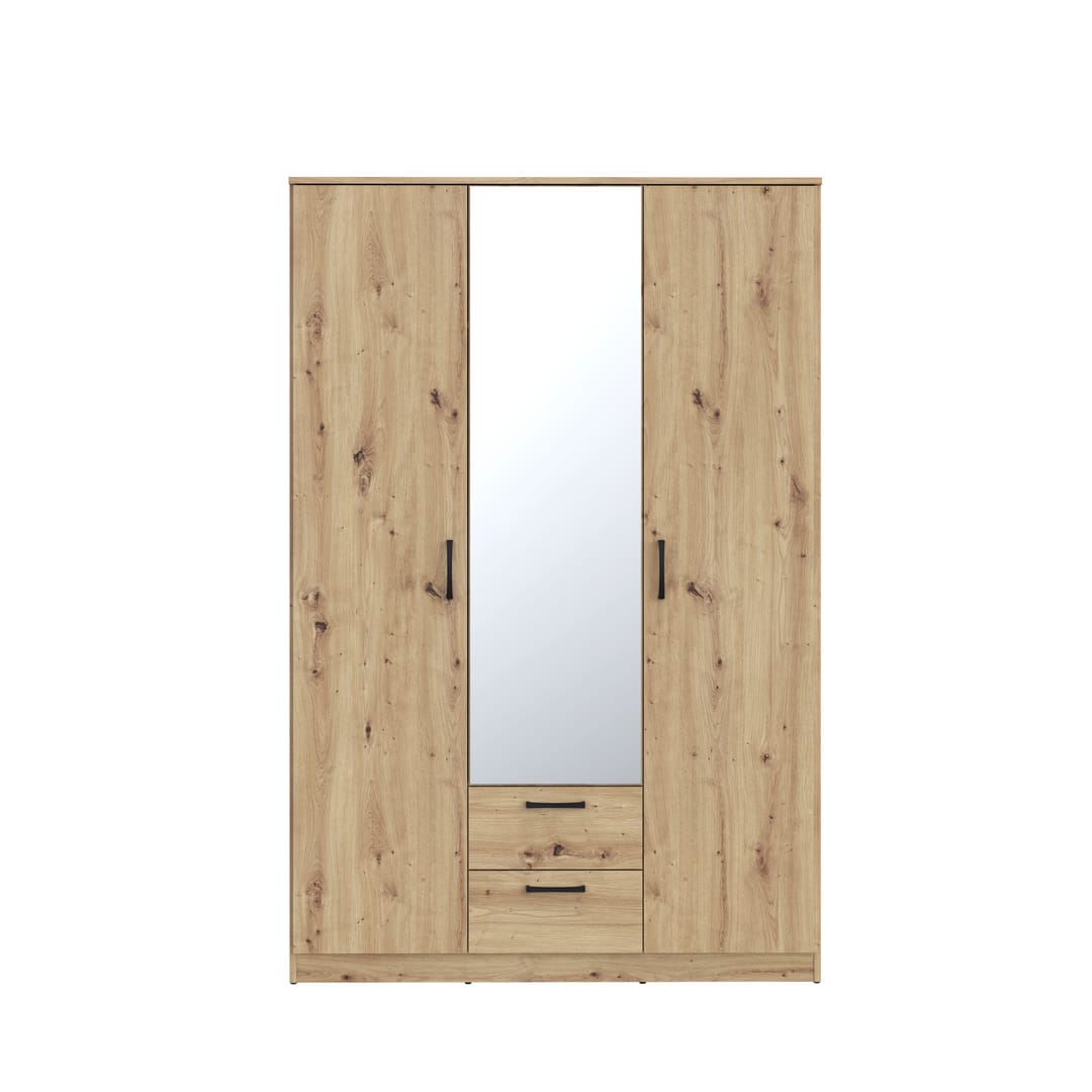 Niko Hinged Door Wardrobe 123cm in Oak Artisan, image 4