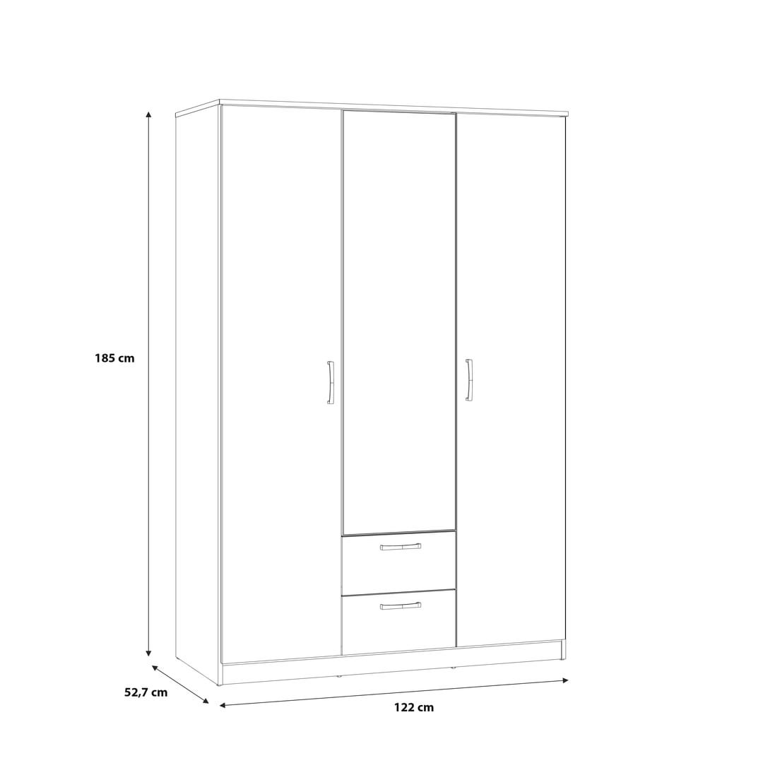 Niko Hinged Door Wardrobe 123cm in Oak Artisan, image 6