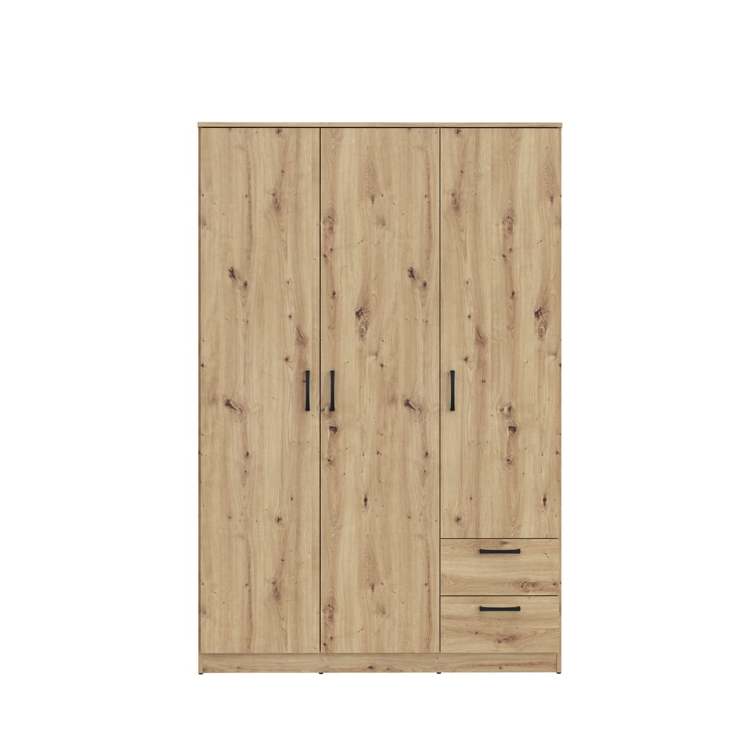 Niko Hinged Door Wardrobe 123cm in Oak Artisan, image 4
