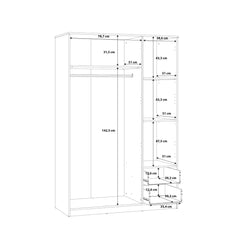 Niko Hinged Door Wardrobe 123cm in Oak Artisan, image 7