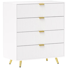 HOMCOM Elegant Four-Drawer Bedside Table - White