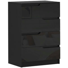 HOMCOM Chest of Four High Gloss Front Drawers - Black
