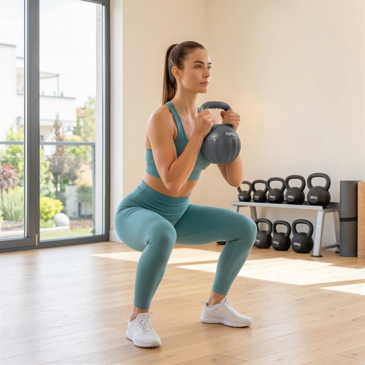 SPORTNOW Kettlebell for Strength Training Kettle Bell with Non-Slip Handle 10 kg Grey