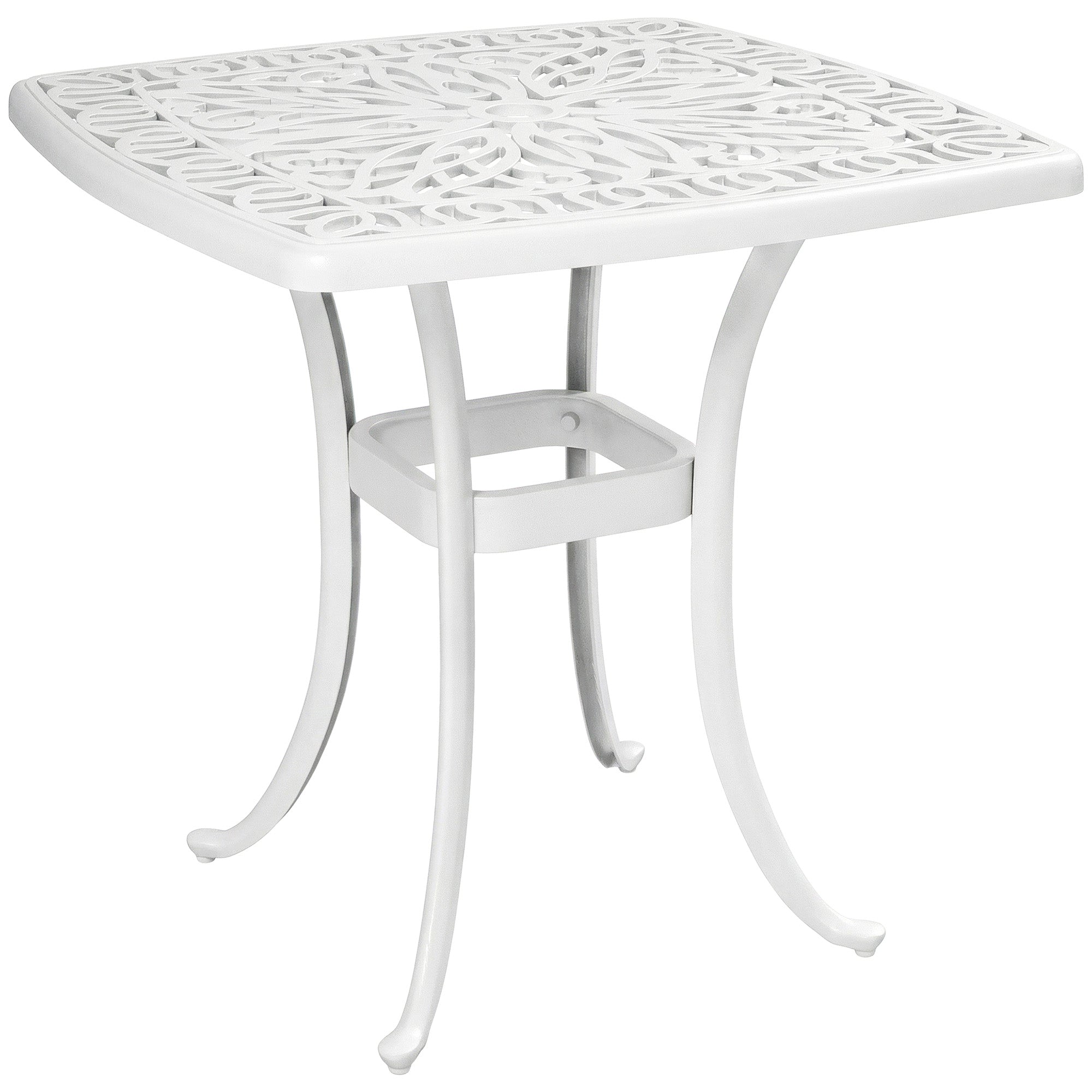 Outsunny Outdoor Garden Table with 38mm Dia. Umbrella Hole, Cast Aluminium Patio End Table with Anti-slip Foot Pads for Garden