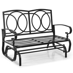 2-Person Patio Glider Chair with Cushions-Navy