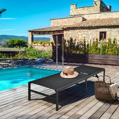 Outdoor Adjustable Chaise Lounge Chair with 5-Position Backrest-Black