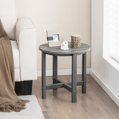 Patio Round HDPE Side Table for Yard Porch Garden-Grey