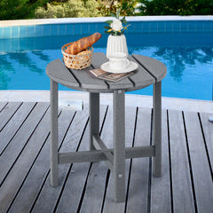 Patio Round HDPE Side Table for Yard Porch Garden-Grey