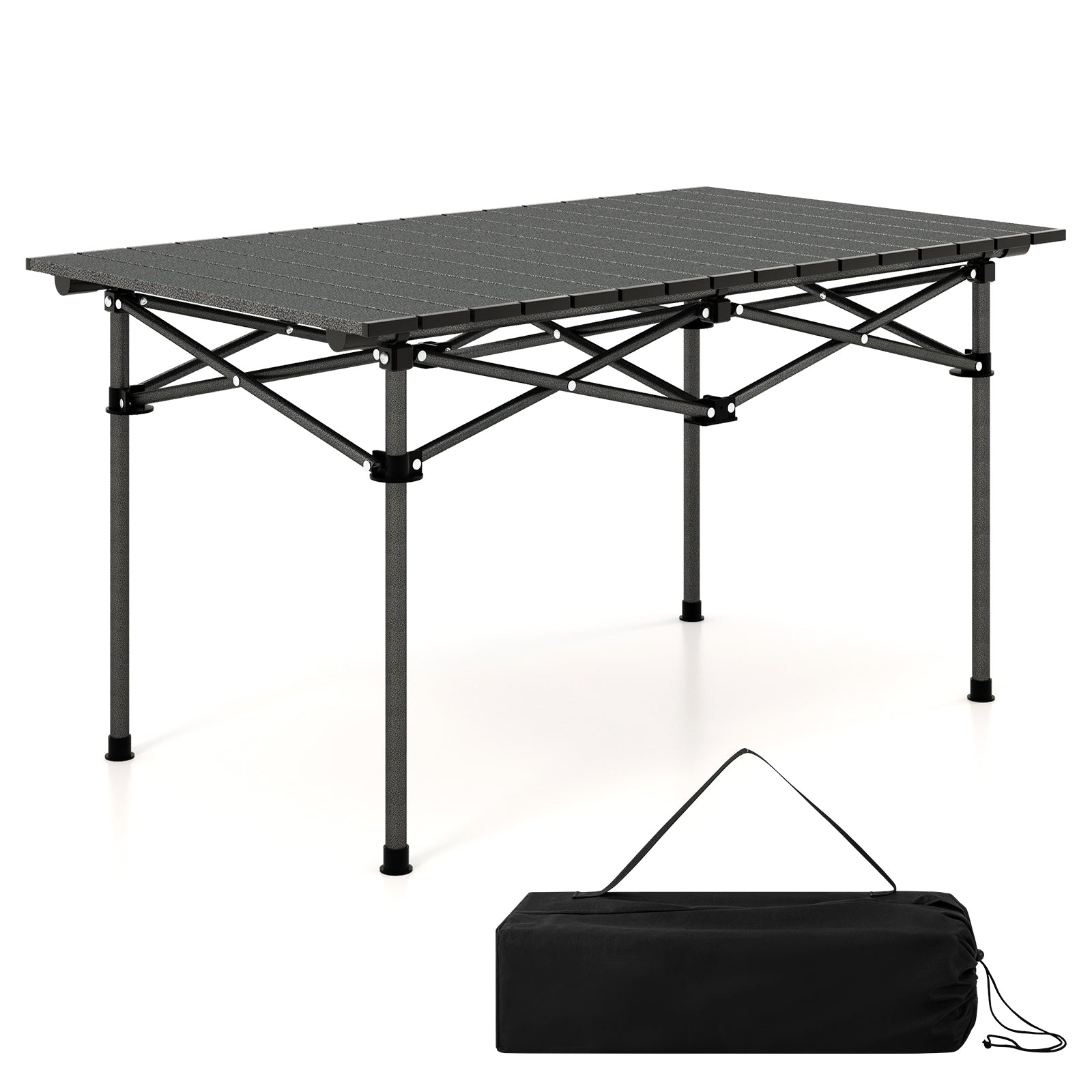 Aluminum Camping Table for 4-6 People-Black