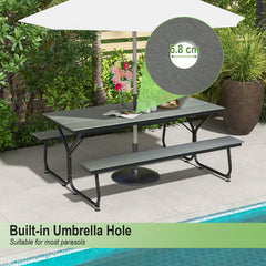 Outdoor Picnic Table Bench Set for 6-8 People-Grey