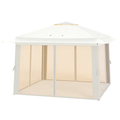 Foldable Canopy Tent with Mesh Netting and Double Roof-Beige