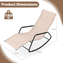 Outdoor Rocking Chair and Patio Lounge Chair with Curved Armrests and Back Support Bar for Garden-Beige