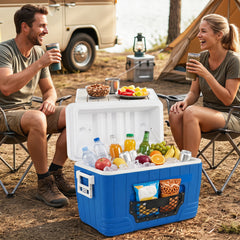 45 L Insulated Portable Cooler Hard Shell with 4 Cup Holders and Drain Plug-Blue